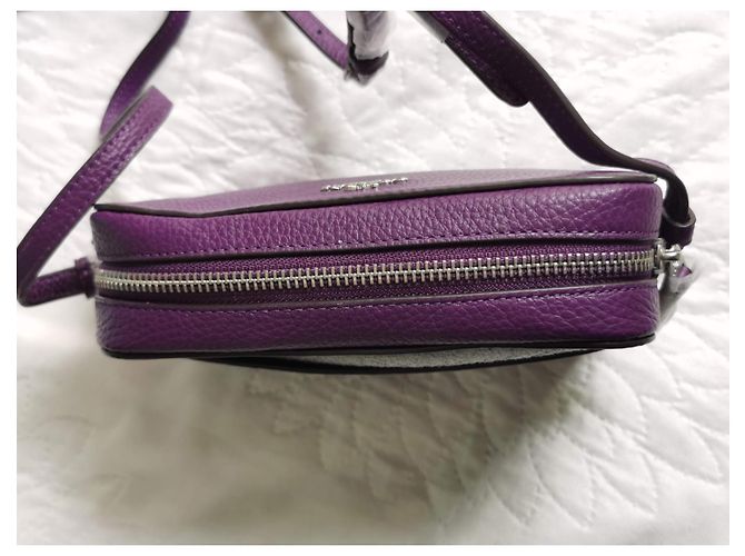 Mini borsa camera Coach in pelle ametista scuro Porpora Silver hardware Viola scuro - vista 6