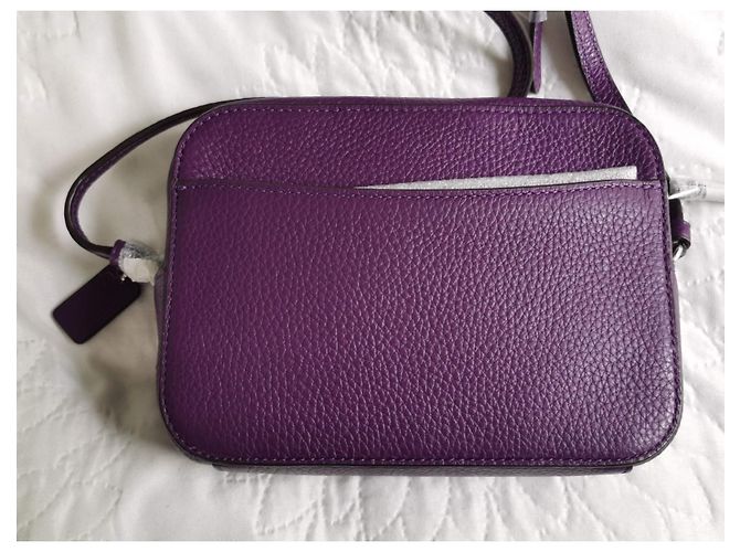 Mini borsa camera Coach in pelle ametista scuro Porpora Silver hardware Viola scuro - vista 8