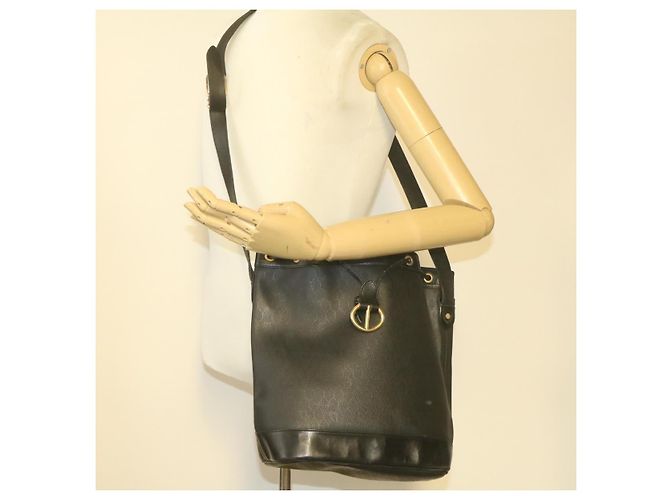 CHRISTIAN DIOR Borsa a spalla a nido d'ape Pelle PVC nera Auth1168 - vista 15