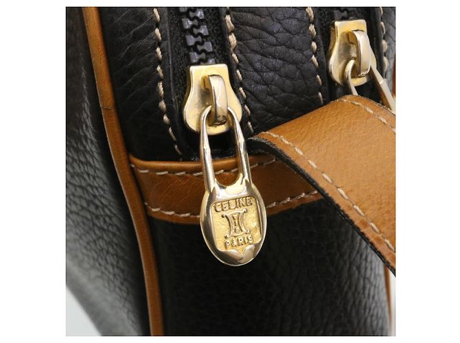 Céline CELINE Borsa A Spalla Pelle Nero Marrone Auth gt2151 - vista 10