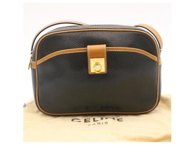 Céline CELINE Borsa A Spalla Pelle Nero Marrone Auth gt2151 - vista 12