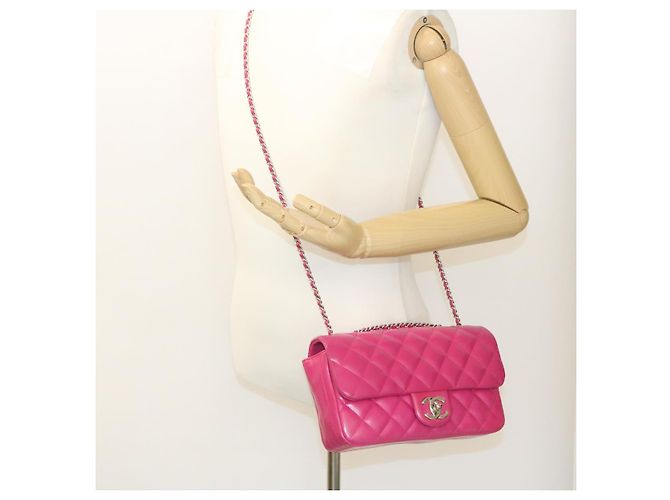 Coco rain CHANEL Matelasse Coco Borsa a tracolla con catena foderata antipioggia Lamb Skin Pink Auth 29191 Rosa - vista 31
