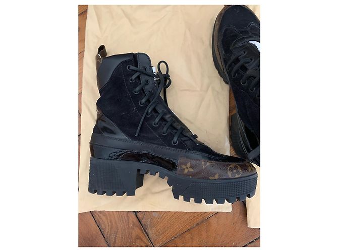 Stivaletti Louis Vuitton Laureate in tessuto nero - vista 5