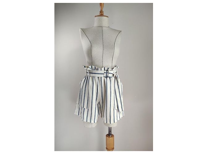 Samsoe & Samsoe Balmville Shorts Weiß Blau Gestreift Viscose - Ansicht 2
