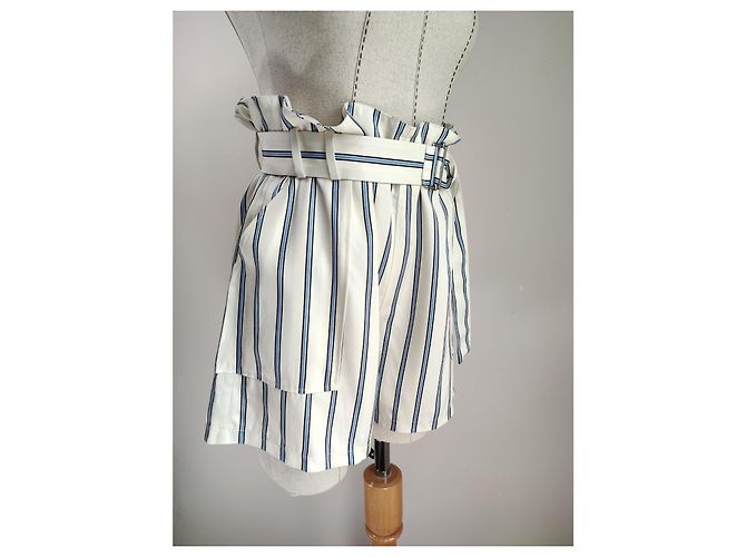 Samsoe & Samsoe Balmville Shorts Weiß Blau Gestreift Viscose - Ansicht 4