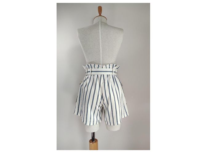 Samsoe & Samsoe Balmville Shorts Weiß Blau Gestreift Viscose - Ansicht 5