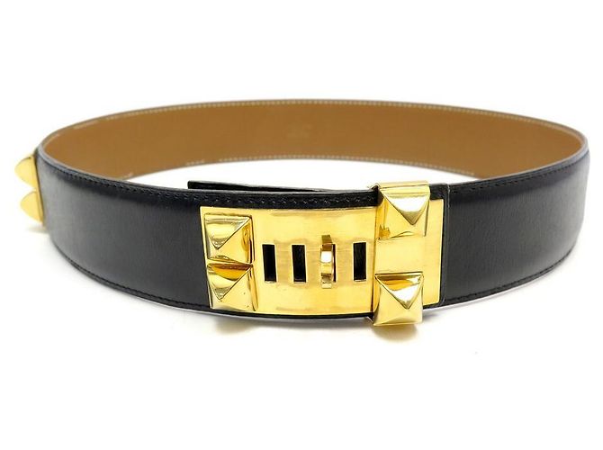 Hermès HERMES MEDOR GÜRTEL HUNDEHALSBAND T74 IN BLACK BOX LEDERGÜRTEL Schwarz - Ansicht 2