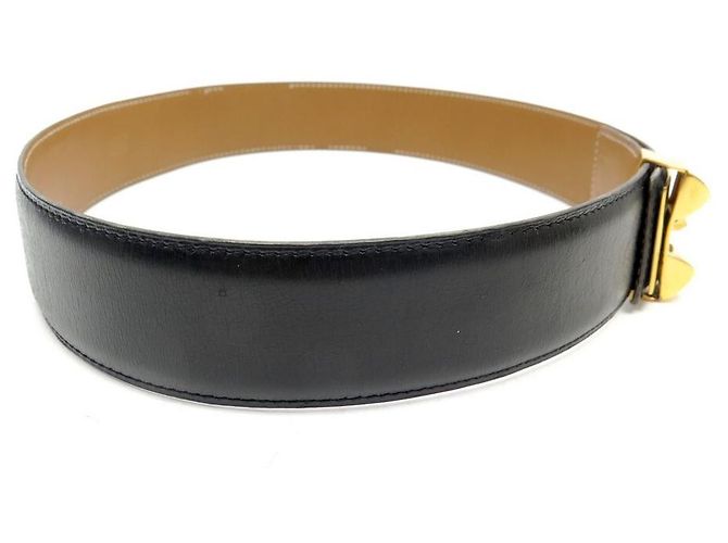 Hermès HERMES MEDOR GÜRTEL HUNDEHALSBAND T74 IN BLACK BOX LEDERGÜRTEL Schwarz - Ansicht 3