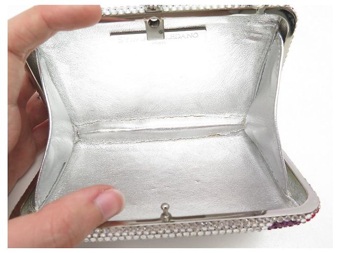 MINAUDIERE HANDTASCHE SYLVIA TOLEDANO PEACE & LOVE CRYSTAL SWAROVSKI TASCHE Silber - Ansicht 5