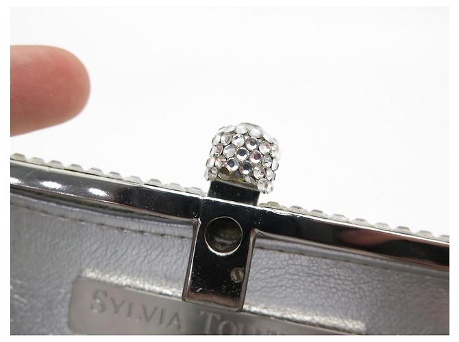 MINAUDIERE HANDTASCHE SYLVIA TOLEDANO PEACE & LOVE CRYSTAL SWAROVSKI TASCHE Silber - Ansicht 8