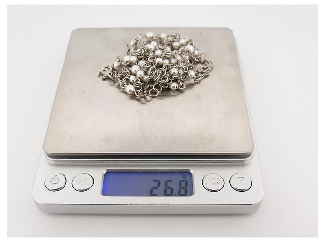COLLANA CHANEL NUOVA PERLE SAUTOIR E CATENA METALLICA ARGENTO NUOVA COLLANA - vista 6