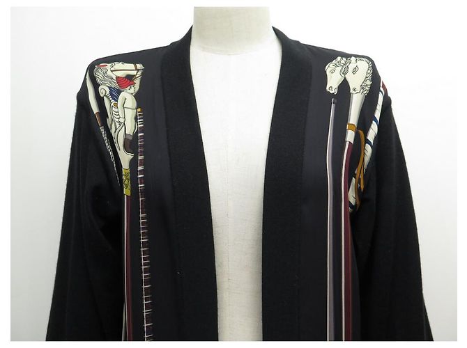 Hermès HERMES JACKE LANGER PULLOVER CARDIGAN LES CANNES S 34 KASCHMIR & SEIDE SCHWARZ NEU - Ansicht 2
