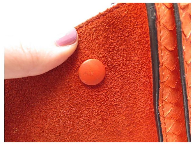 Céline BOLSA CELINE TRAPEZE MM EM PYTHON COURO E CAMURÇA LARANJA BOLSA BANDOULIERE - vista 10