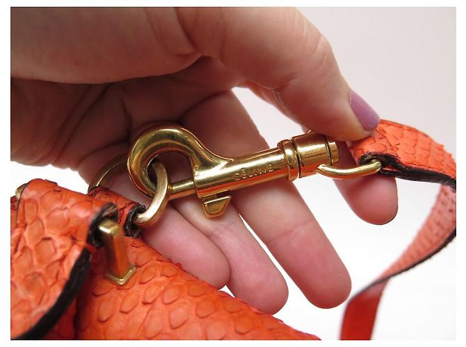 Céline BOLSA CELINE TRAPEZE MM EM PYTHON COURO E CAMURÇA LARANJA BOLSA BANDOULIERE - vista 12