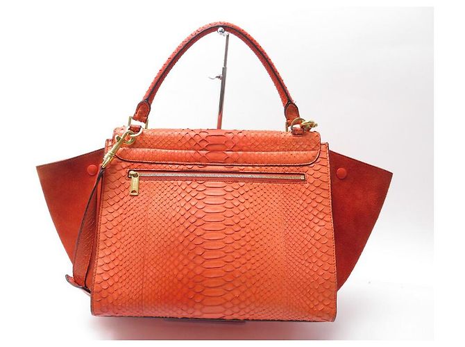 Céline BOLSA CELINE TRAPEZE MM EM PYTHON COURO E CAMURÇA LARANJA BOLSA BANDOULIERE - vista 2