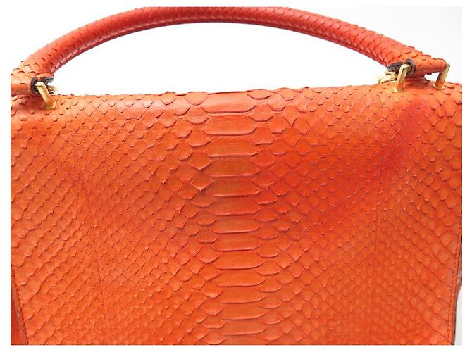 Céline BOLSA CELINE TRAPEZE MM EM PYTHON COURO E CAMURÇA LARANJA BOLSA BANDOULIERE - vista 21