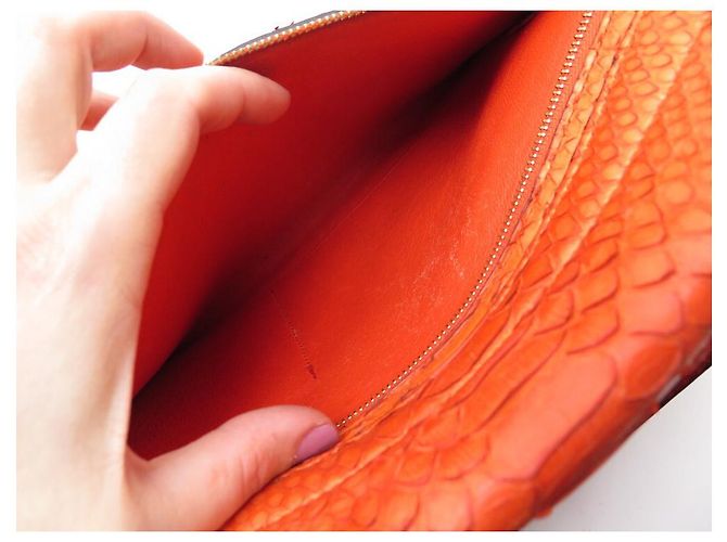 Céline BOLSA CELINE TRAPEZE MM EM PYTHON COURO E CAMURÇA LARANJA BOLSA BANDOULIERE - vista 22