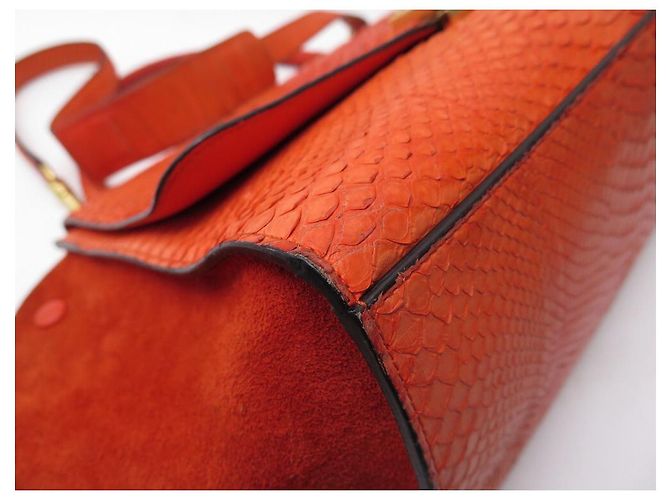 Céline BOLSA CELINE TRAPEZE MM EM PYTHON COURO E CAMURÇA LARANJA BOLSA BANDOULIERE - vista 3