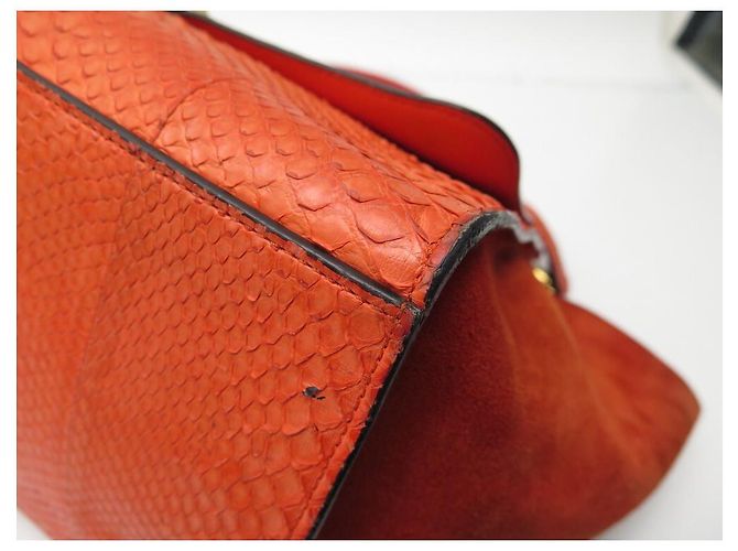 Céline BOLSA CELINE TRAPEZE MM EM PYTHON COURO E CAMURÇA LARANJA BOLSA BANDOULIERE - vista 5