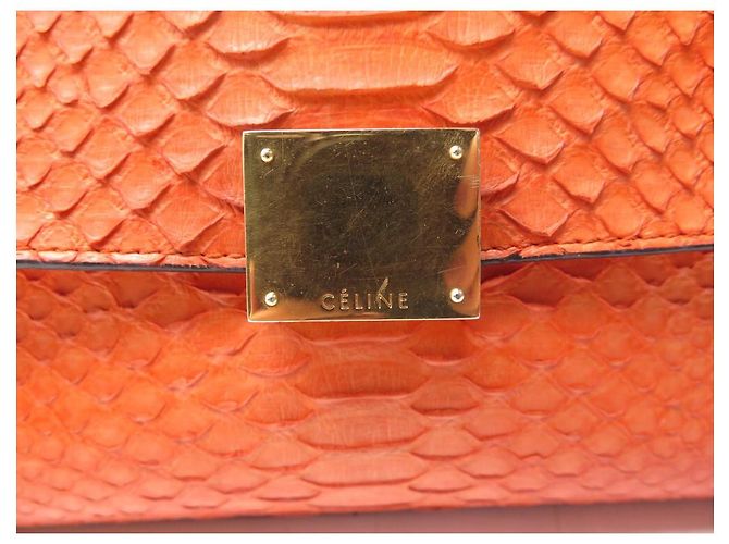 Céline BOLSA CELINE TRAPEZE MM EM PYTHON COURO E CAMURÇA LARANJA BOLSA BANDOULIERE - vista 8