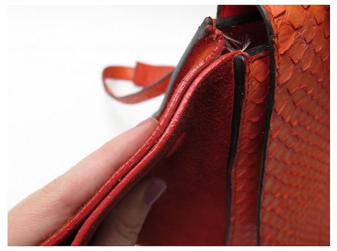 Céline BOLSA CELINE TRAPEZE MM EM PYTHON COURO E CAMURÇA LARANJA BOLSA BANDOULIERE - vista 9