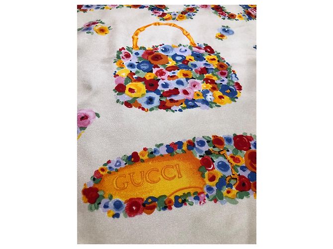 Gucci Seidenschal Blumenmuster mehrfarbig creme Mehrfarben - Ansicht 2