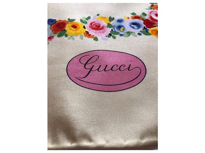 Gucci Seidenschal Blumenmuster mehrfarbig creme Mehrfarben - Ansicht 5