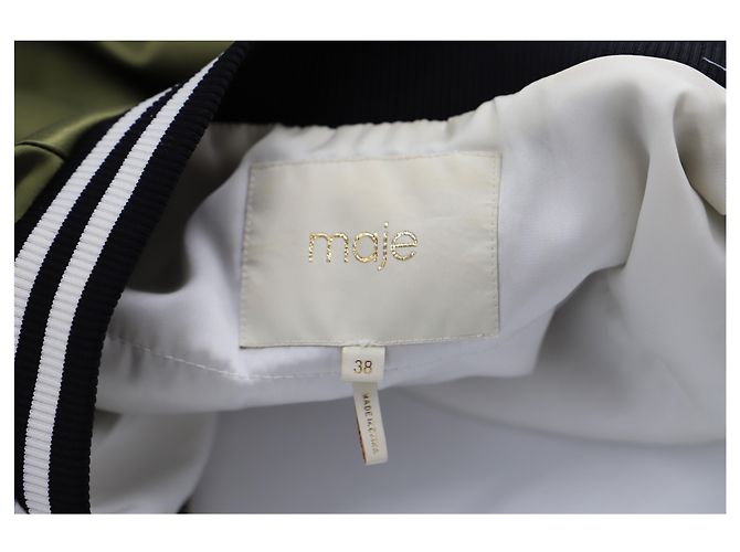 Maje Peacock Embroidered Bomber Jacket in White Polyester - view 4