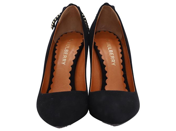 Décolleté Mulberry con borchie e nappa in camoscio nero - vista 3