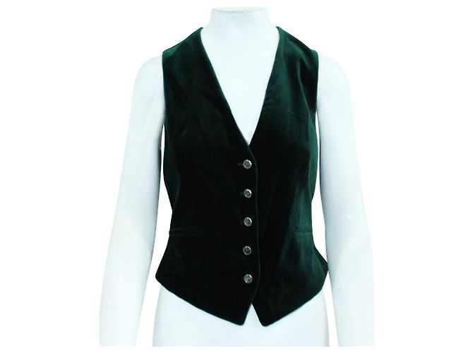 Temperley London Chaleco Elegante Terciopelo Verde Oscuro - vista 2