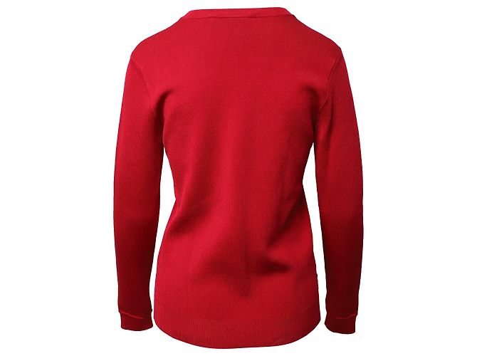 Herve Leger V-neck Sweater in Red Rayon - view 3