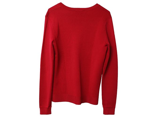 Herve Leger V-neck Sweater in Red Rayon - view 5
