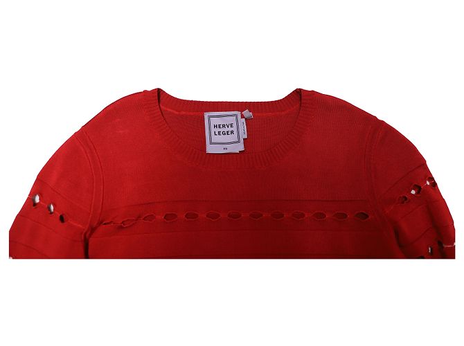 Herve Leger Stretch-Knit vendaje Jersey en rayón rojo Roja - vista 6