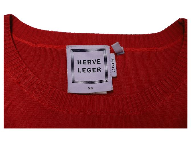 Herve Leger Stretch-Knit vendaje Jersey en rayón rojo Roja - vista 7