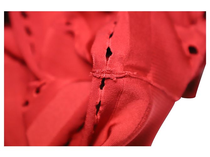 Herve Leger Stretch-Knit vendaje Jersey en rayón rojo Roja - vista 9