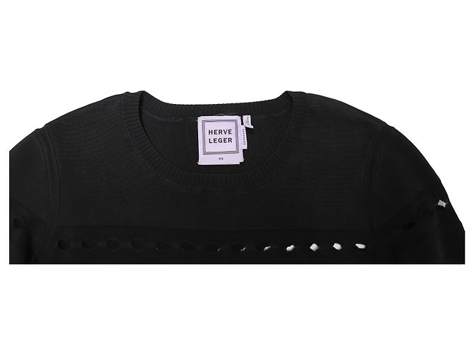 Herve Leger Stretch-Knit vendaje Jersey en rayón negro - vista 6