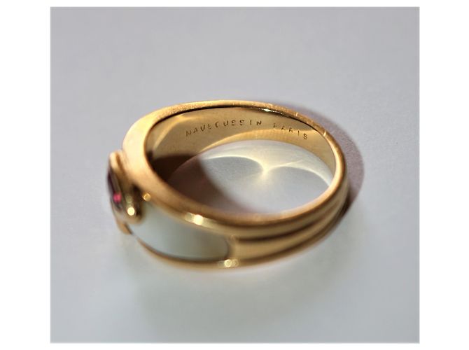 Anello Mauboussin Nadia in oro giallo e madreperla con rubini D'oro - vista 4