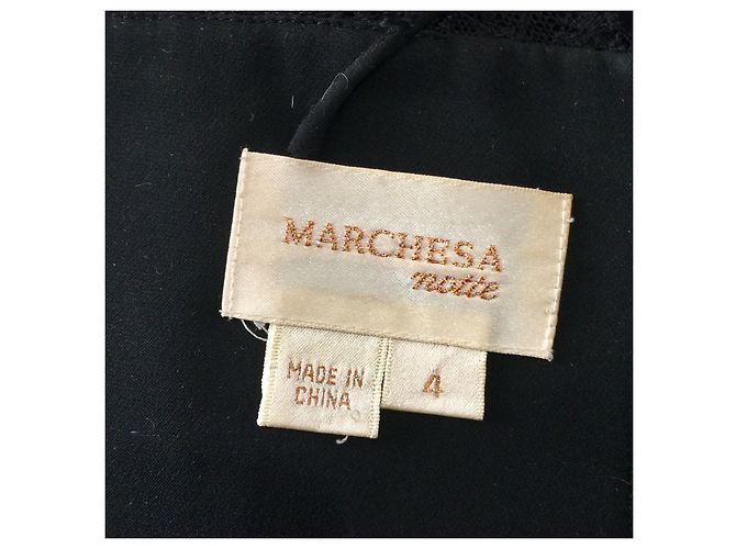 Abito Marchesa Notte in seta e pizzo Nero - vista 3