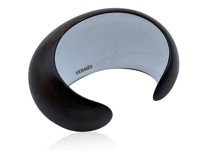 Hermès Hermes Paris Brown Laquered Wooden Cuff Bangle Bracelet - view 2