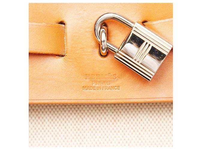 Hermès Zaino Hermes in tela bianca Herbag Bianco Arancione - vista 7