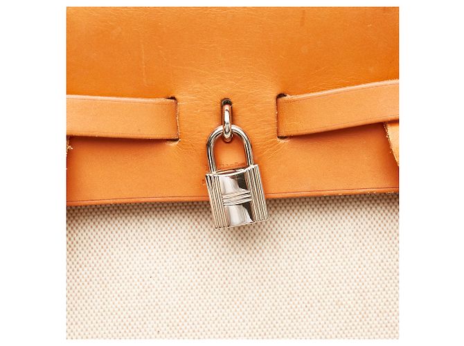 Hermès Zaino Hermes in tela bianca Herbag Bianco Arancione - vista 9