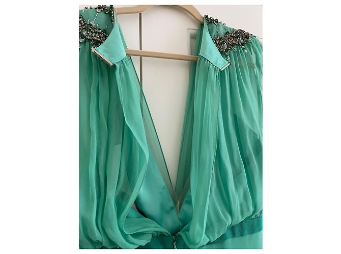 Jenny Packham Kleid aus grüner Seide Größe 12 UK - Ansicht 6