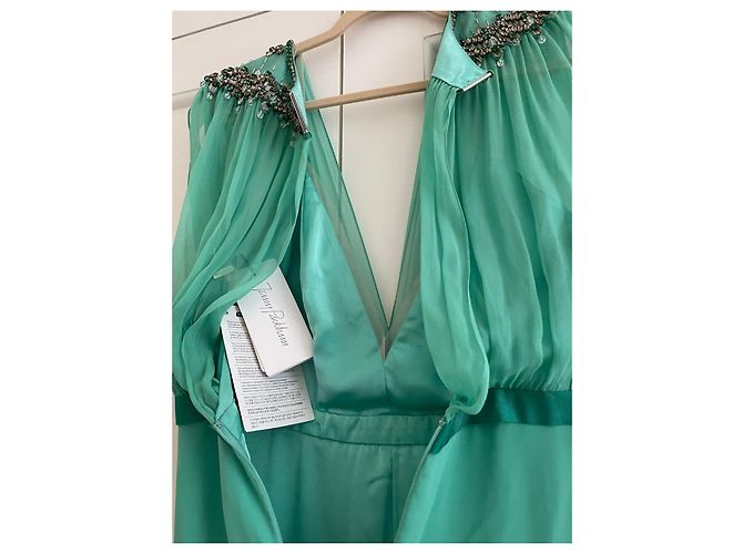 Jenny Packham Kleid aus grüner Seide Größe 12 UK - Ansicht 7