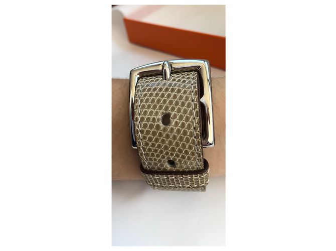 Hermès pulseira de estribo Hermes Bege - vista 4