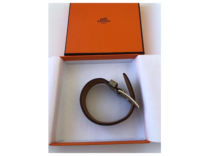 Hermès pulseira de estribo Hermes Bege - vista 8