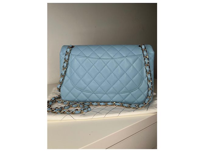 Timeless Chanel Zeitloser Klassiker Jumbo Hellblau - Ansicht 3