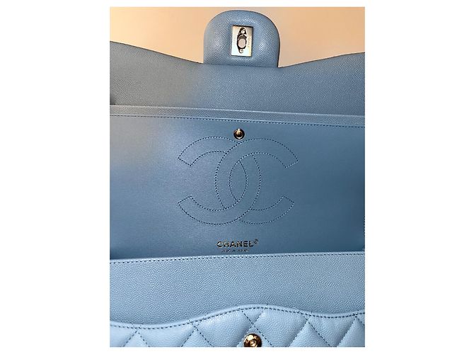 Timeless Chanel Zeitloser Klassiker Jumbo Hellblau - Ansicht 8