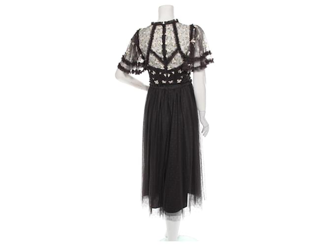 Abito maxi floreale nero Needle & Thread - vista 2