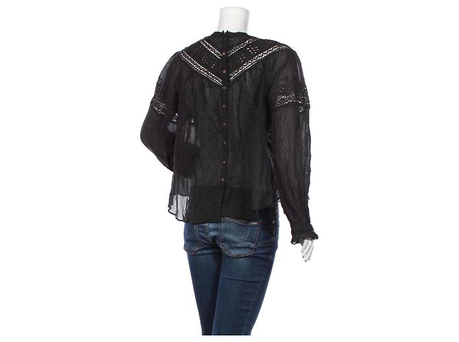 Free People Top Camisa Negro Algodón M - vista 2