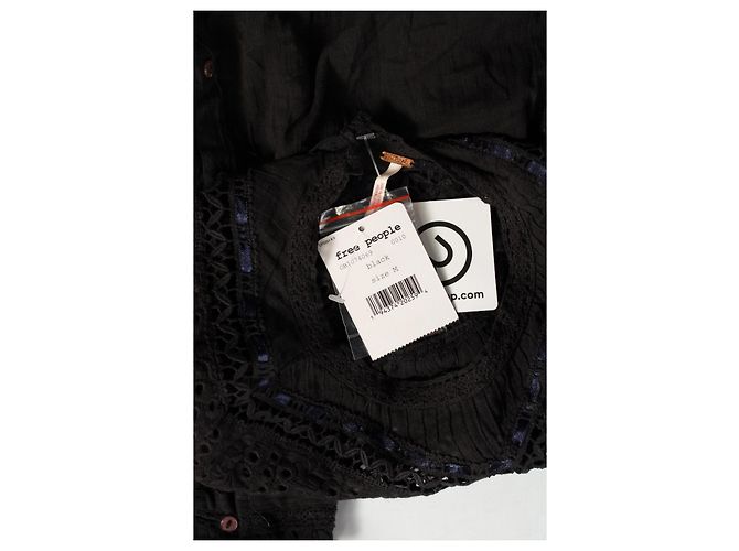 Free People Top Camisa Negro Algodón M - vista 3